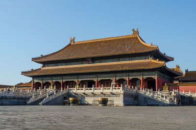 Exterior of forbidden city against clear sky in city