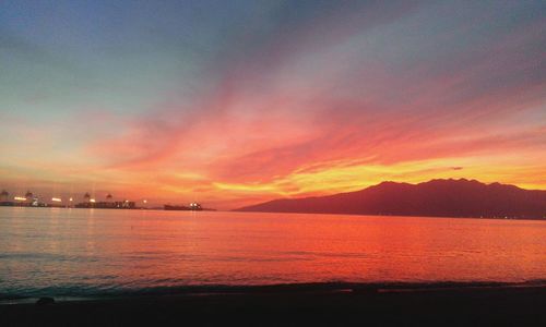 Scenic view of sunset over sea