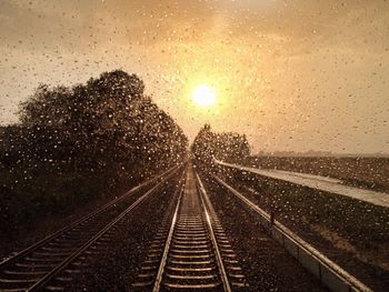 Railroad track at sunset