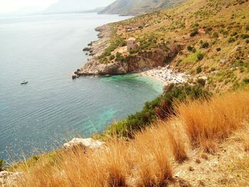 High angle view of beach