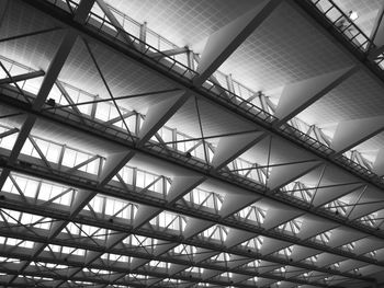 Low angle view of skylight in building