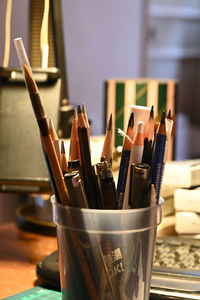 Close-up of paintbrushes