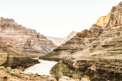 Scenic view of mountains against clear sky