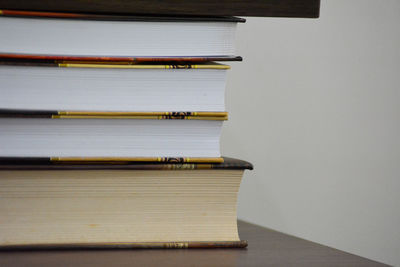 Close-up of books on table