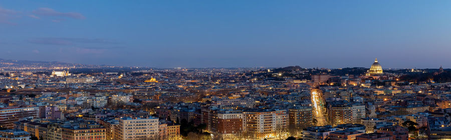 Panoramic view of the city of rome, italy, with the major buildings of the capital. 