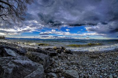 Scenic view of land against sky