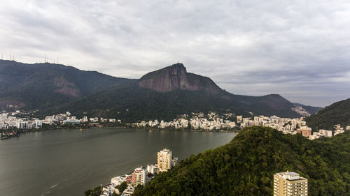 Panoramic view of buildings against cloudy sky