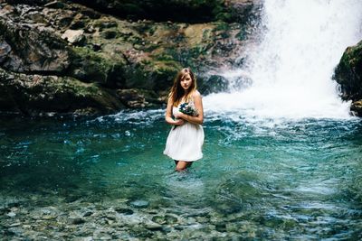 Portrait of woman in water