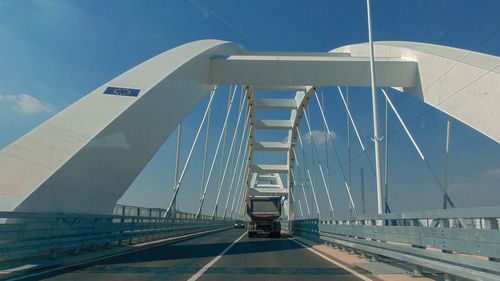 View of suspension bridge against sky