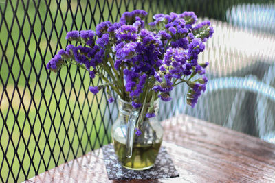 Purple flowers in vase