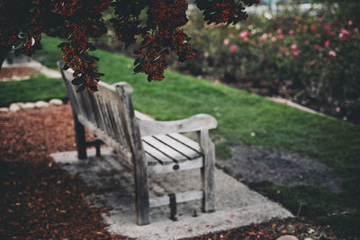 Empty bench in park