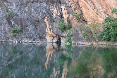 Reflection of rock formations in water