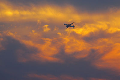 Low angle view of airplane flying in sky