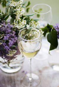 Close-up of wineglass on table