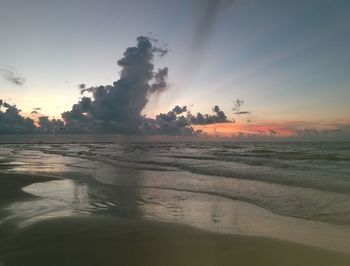 Scenic view of beach during sunset