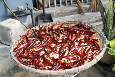 Dried red hot chili peppers, food ingredient