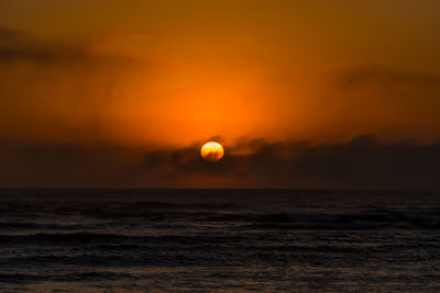 View of calm sea at sunset