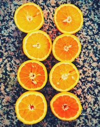 High angle view of orange on table