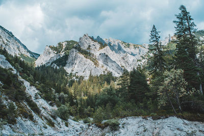 Moody light and dramatic sky in the mountains of austria