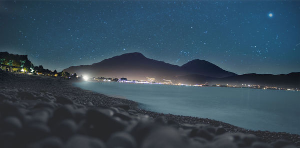 Scenic view of sea at night