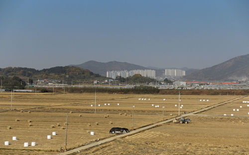 Scenic view of mountains against clear sky