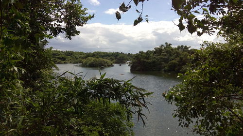 Scenic view of lake against sky