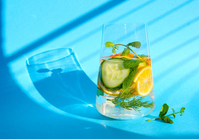 Close-up of drink in glass on table