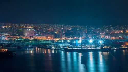 Illuminated city at night