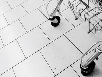 High angle view of shopping cart on floor