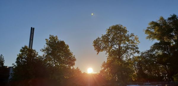 Low angle view of silhouette trees against sky during sunset