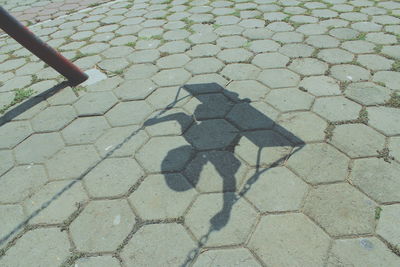 High angle view of shadow on ground