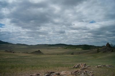 Scenic view of field against sky