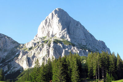 Scenic view of mountains against clear sky