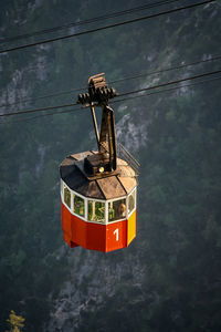 High angle view of overhead cable car over mountains