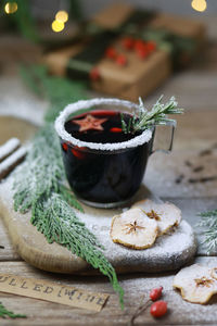 Close-up of food on table