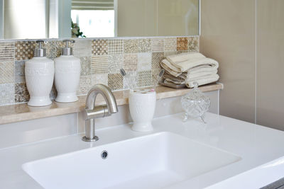 Table in bathroom at home