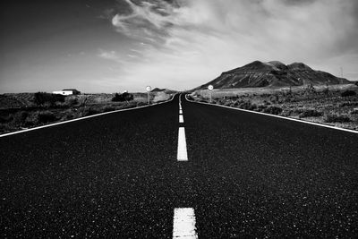 Surface level of road against sky, fuerteventura