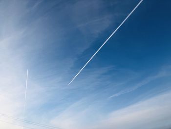 Low angle view of vapor trail in sky