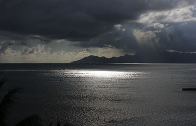 Scenic view of sea against cloudy sky