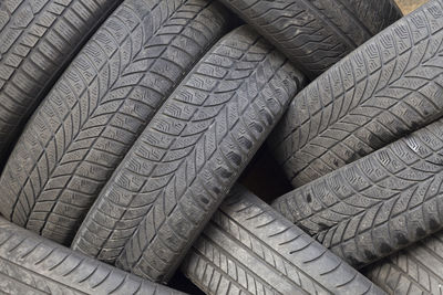 Full frame shot of old tires