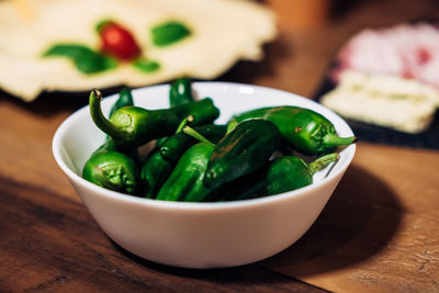 Close-up of salad in bowl on table