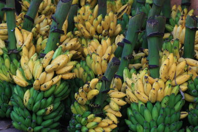 Full frame shot of bananas on market stall for sale