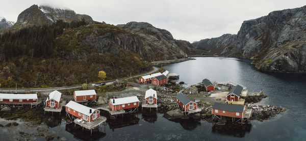 Panoramic view of the mountains and islands around lofoten