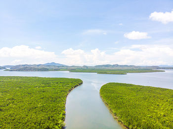 Scenic view of land against sky