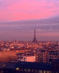 Cityscape against sky during sunset