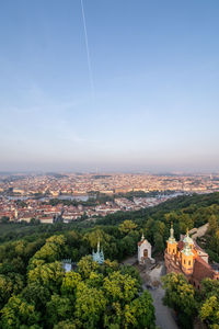 High angle view of townscape against sky