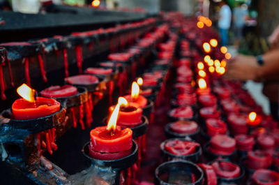 Burning candles in temple