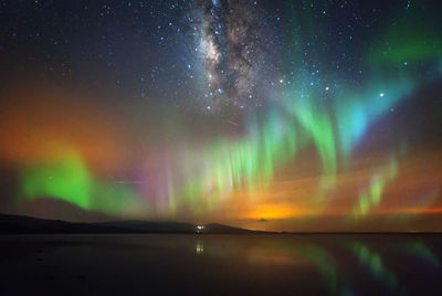 Scenic view of aurora polaris against sky at night