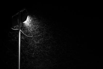 Close-up of lamp post at night