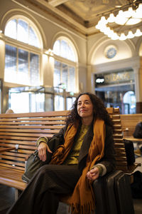 Woman waiting on train station